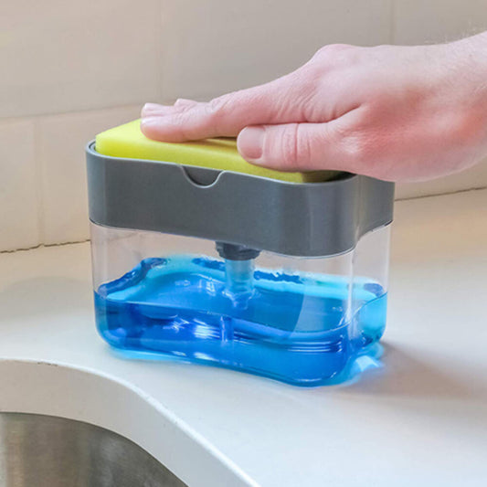 2-in-1 Dishwasher Liquid Dispenser & Sponge Holder - Free Sponge Inside!