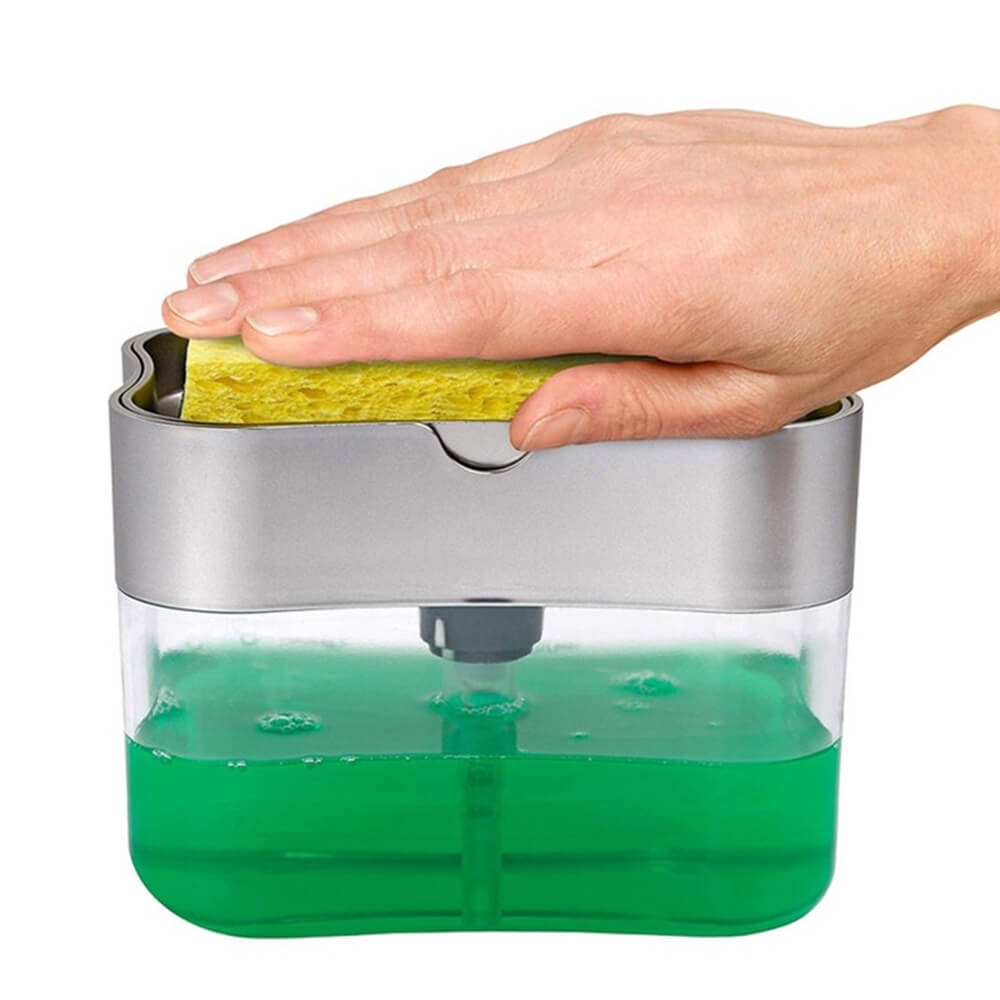 2-in-1 Dishwasher Liquid Dispenser & Sponge Holder - Free Sponge Inside!